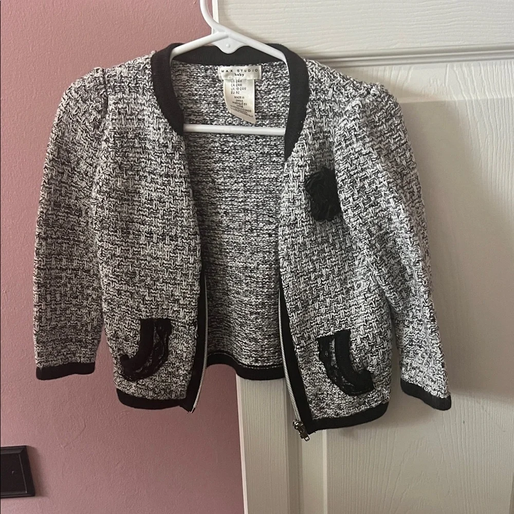 Max Studio Kids Tweed Blazer in Black and White